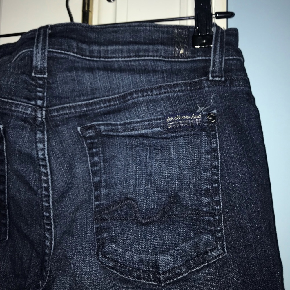 7 for all mankind raw hem dark wash jeans